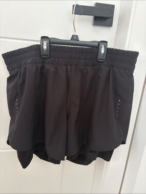 Avia Black Women’s Athletic Shorts with Layered Skort Look